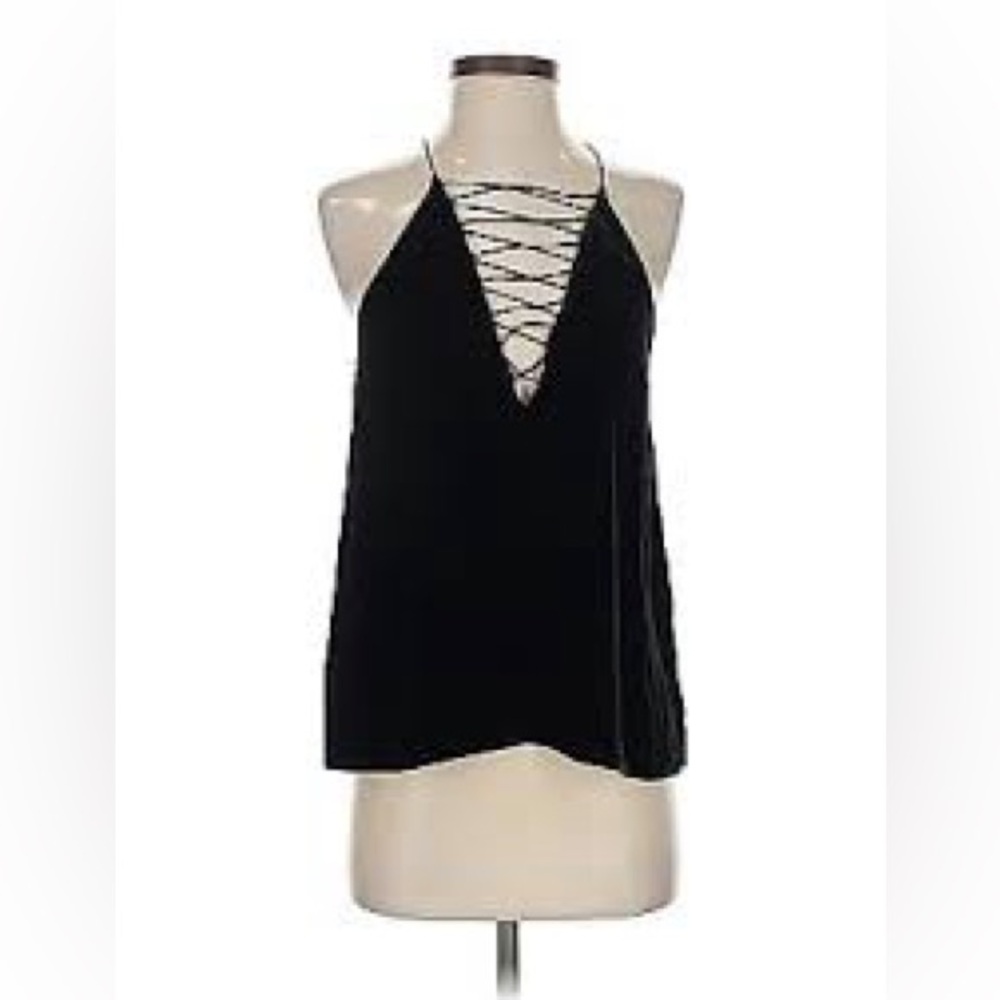 Express Black Velvet Criss Cross Cut Out Top